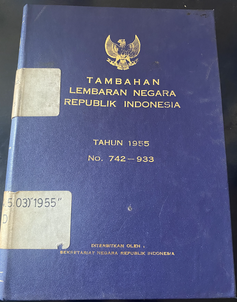Cover Tambahan Lembaran Negara Republik Indonesia Tahun 1955 No. 742-933
