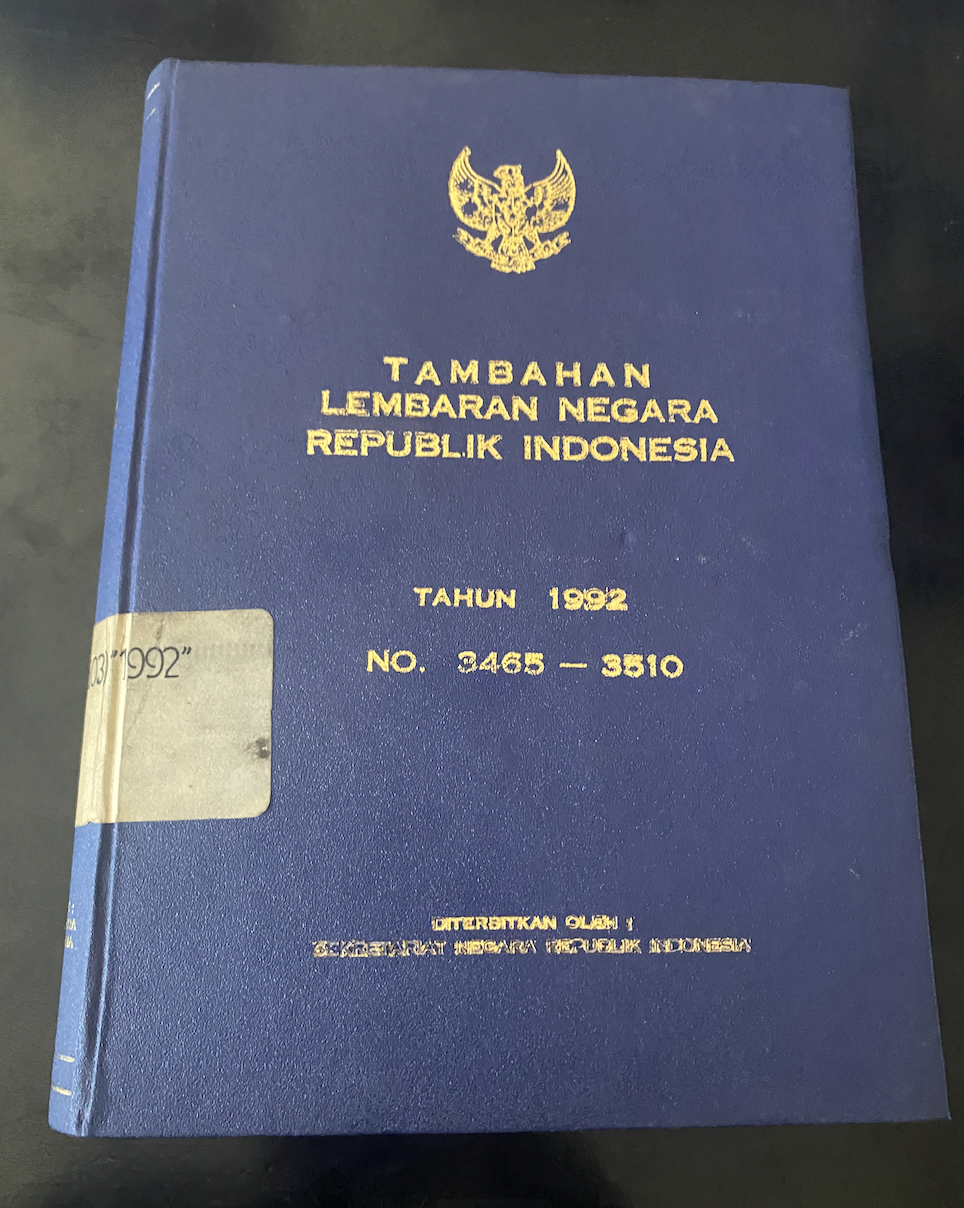 Cover Tambahan Lembaran Negara Republik Indonesia Tahun 1992 No. 3465-3510