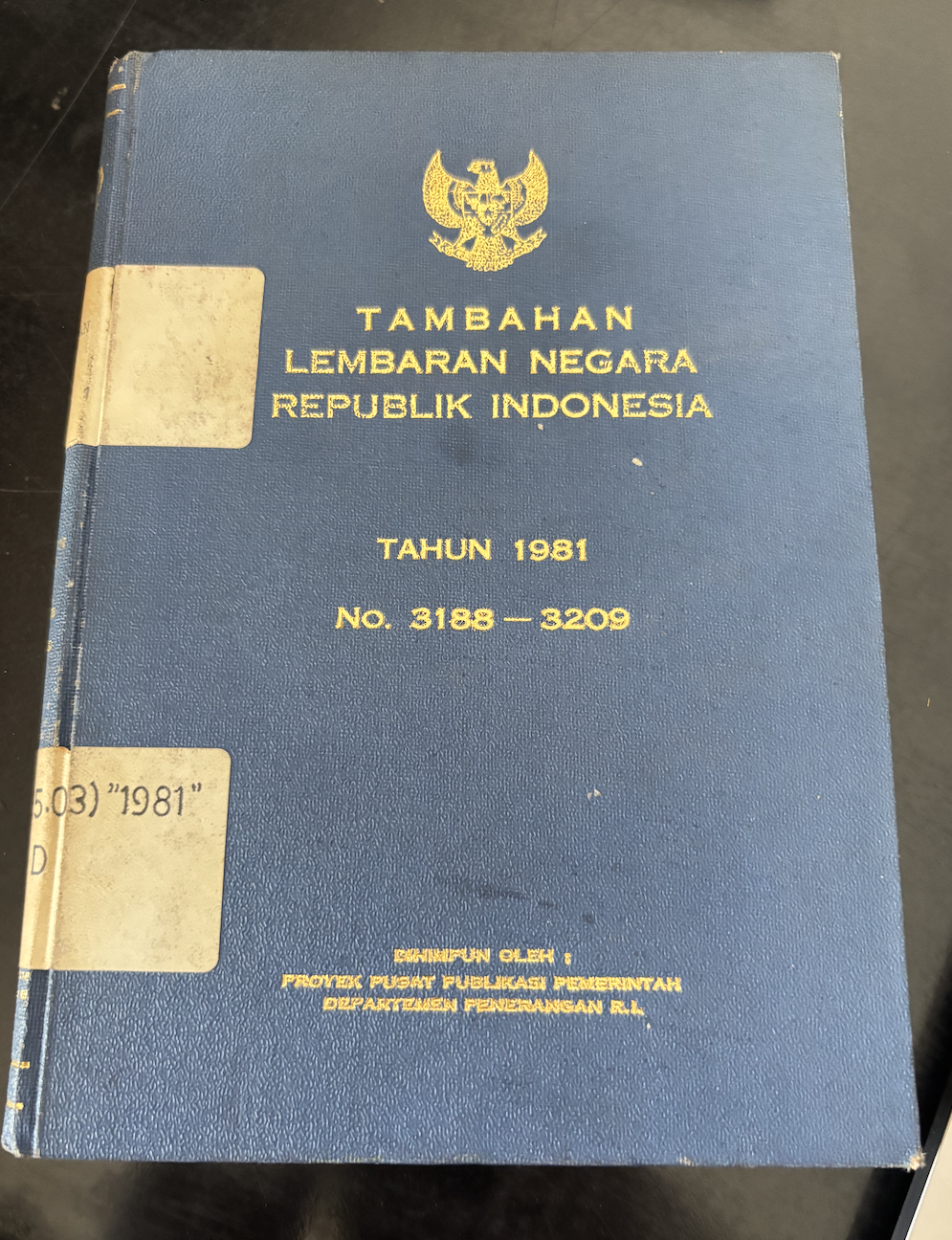 Cover Tambahan Lembaran Negara Republik Indonesia Tahun 1981 No. 3188-3209