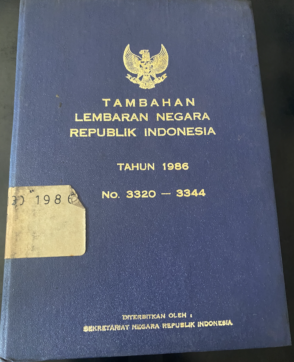 Cover Tambahan Lembaran Negara Republik Indonesia Tahun 1986 No. 3320-3344