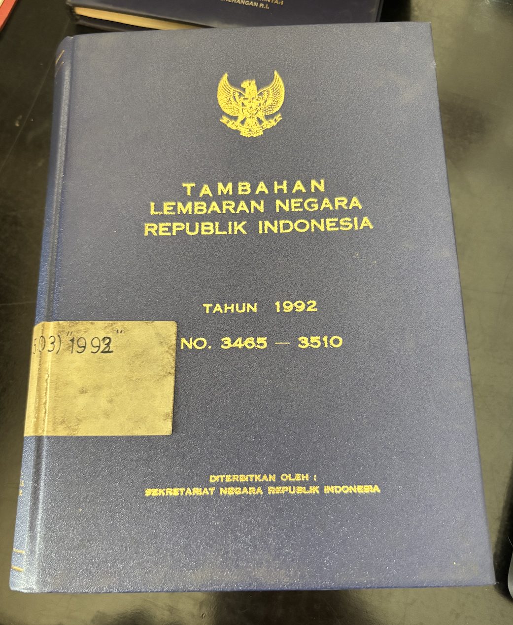 Cover Tambahan Lembaran Negara Republik Indonesia Tahun 1992 No. 3465-3510
