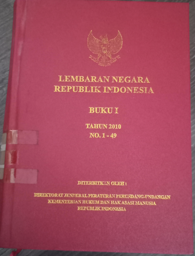 Cover Lembaran Negara Republik Indonesia Buku I Tahun 2010 No. 1-49