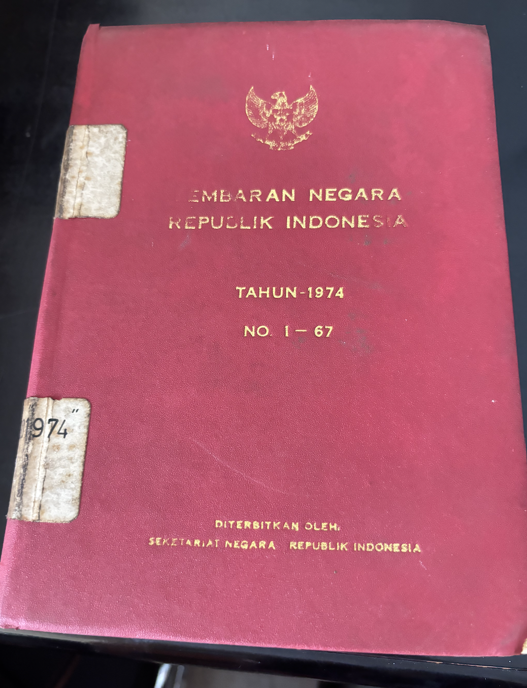 Cover Lembaran Negara Republik Indonesia Tahun 1974 No. 1-67