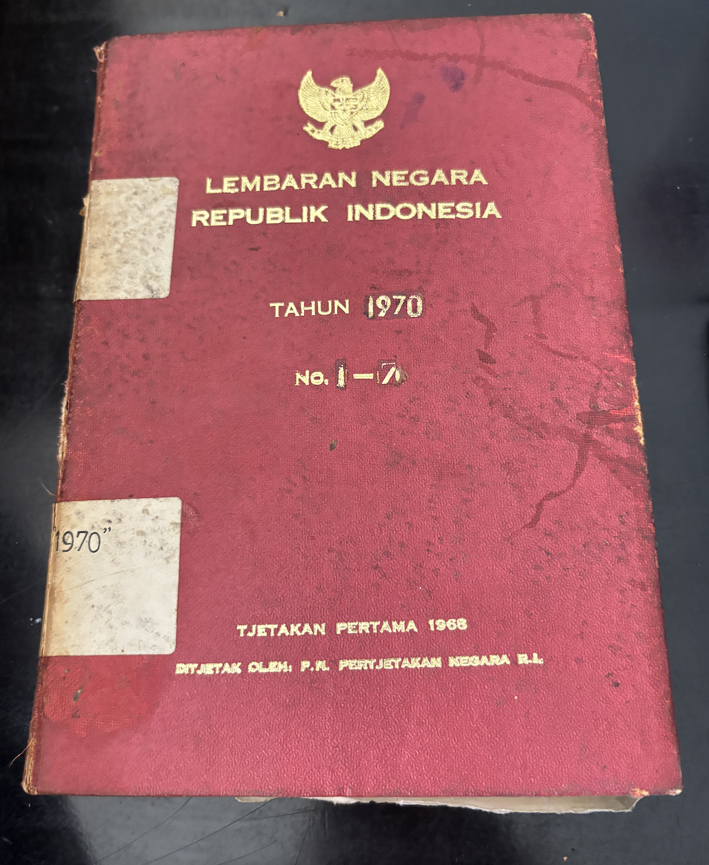 Cover Lembaran Negara Republik Indonesia Tahun 1970 No. 1-76