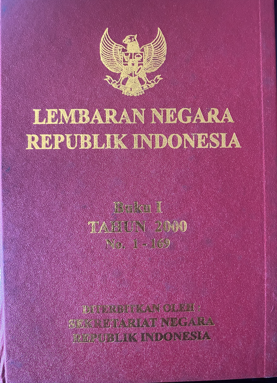 Cover Lembaran Negara Republik Indonesia Buku I Tahun 2000 No. 1-169