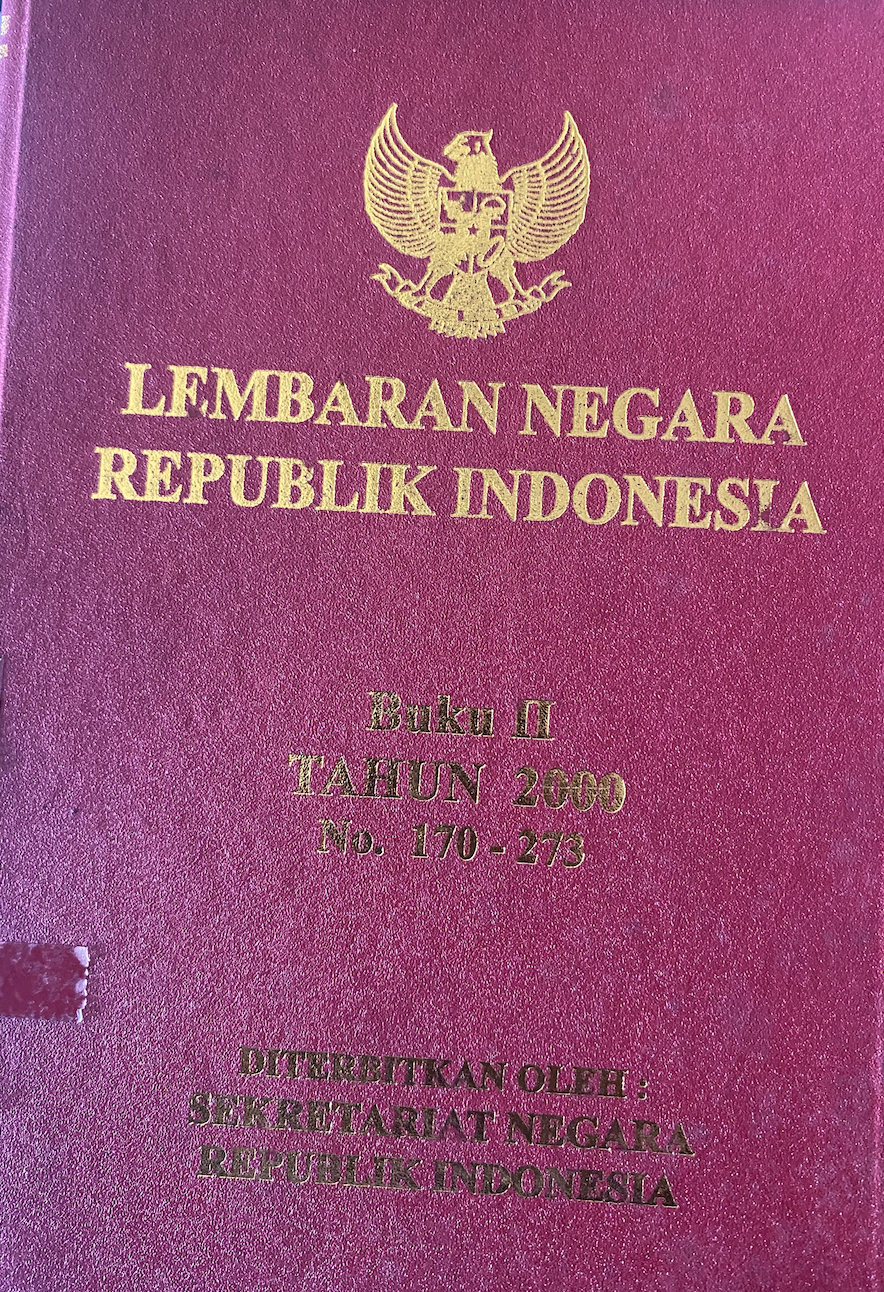 Cover Lembaran Negara Republik Indonesia Buku II Tahun 2000 No. 170-273