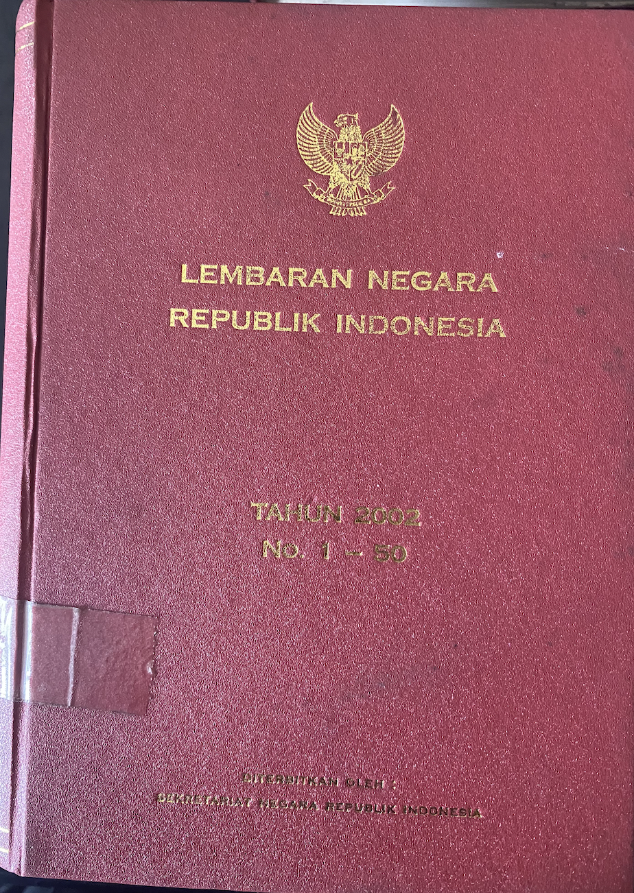 Cover Lembaran Negara Republik Indonesia Tahun 2002 No. 1-50