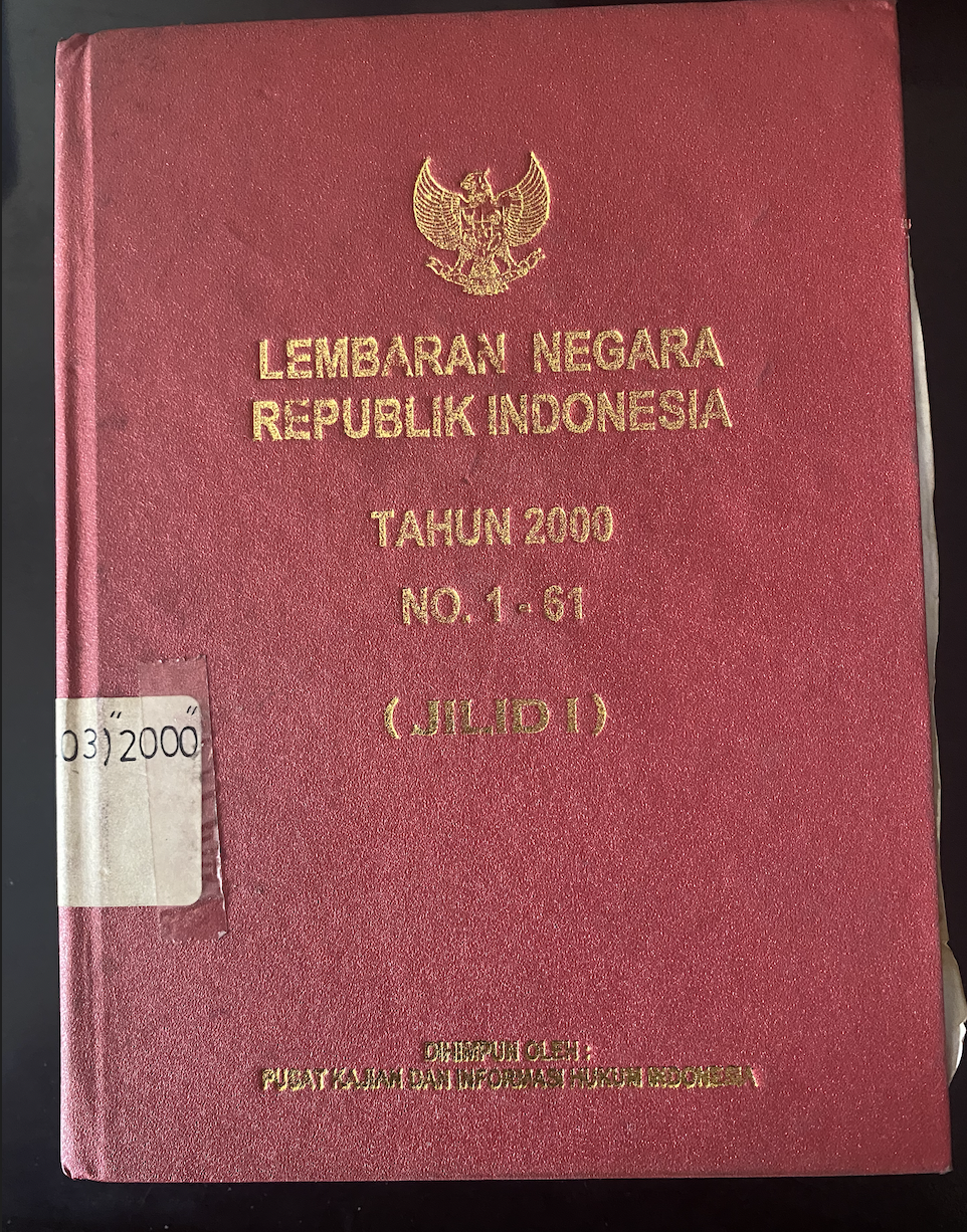 Cover Lembaran Negara Republik Indonesia Tahun 2000 No. 1-61 (Jilid I)