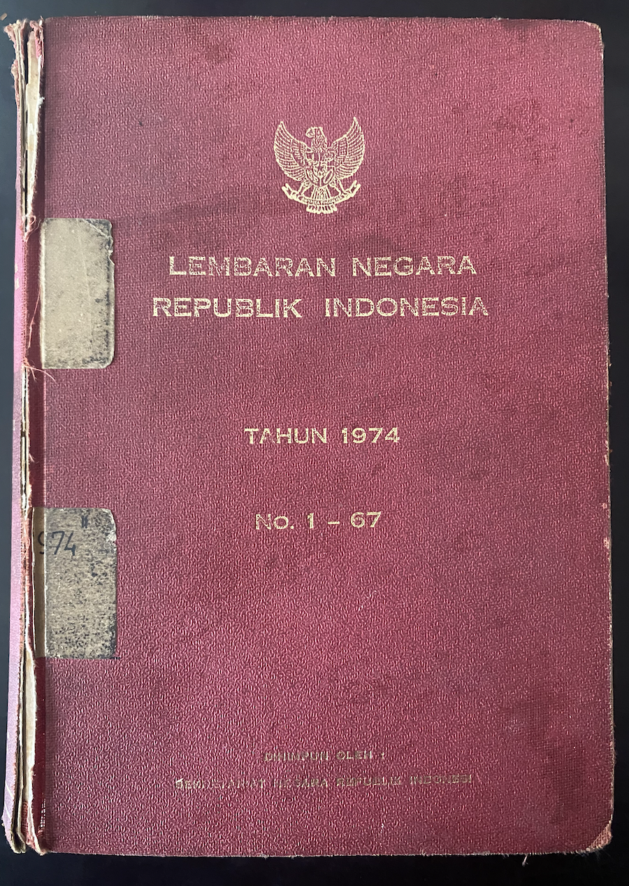Cover Lembaran Negara Republik Indonesia Tahun 1974 No. 1-67