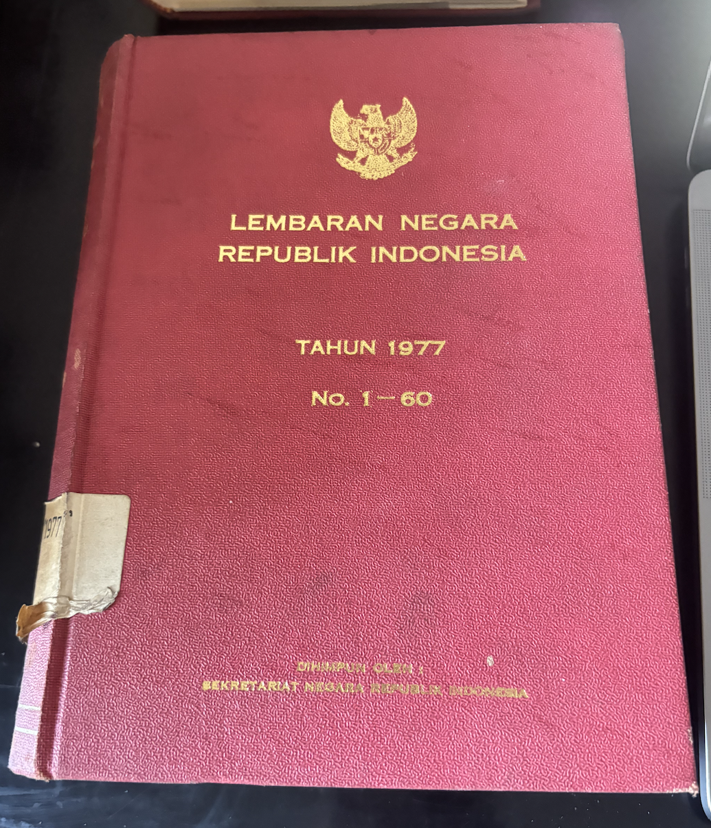Cover Lembaran Negara Republik Indonesia Tahun 1977 No. 1-60