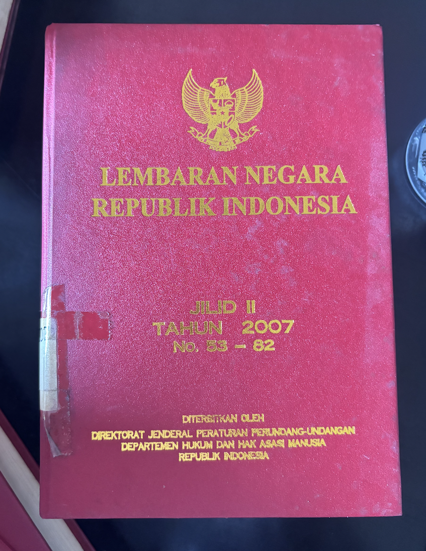 Cover Lembaran Negara Republik Indonesia Jilid II Tahun 2007 No. 53-82