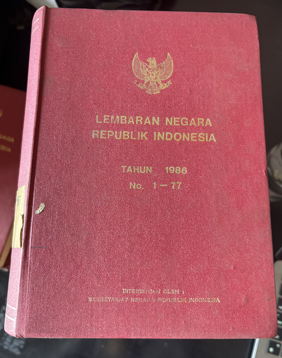 Cover Lembaran Negara Republik Indonesia Tahun 1986 No. 1-77