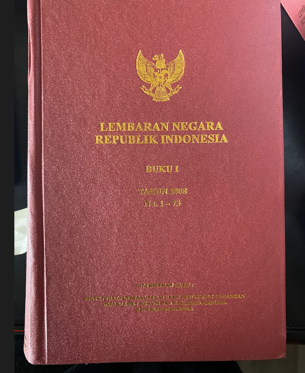 Cover Lembaran Negara Republik Indonesia Buku I Tahun 2008 No. 1-73
