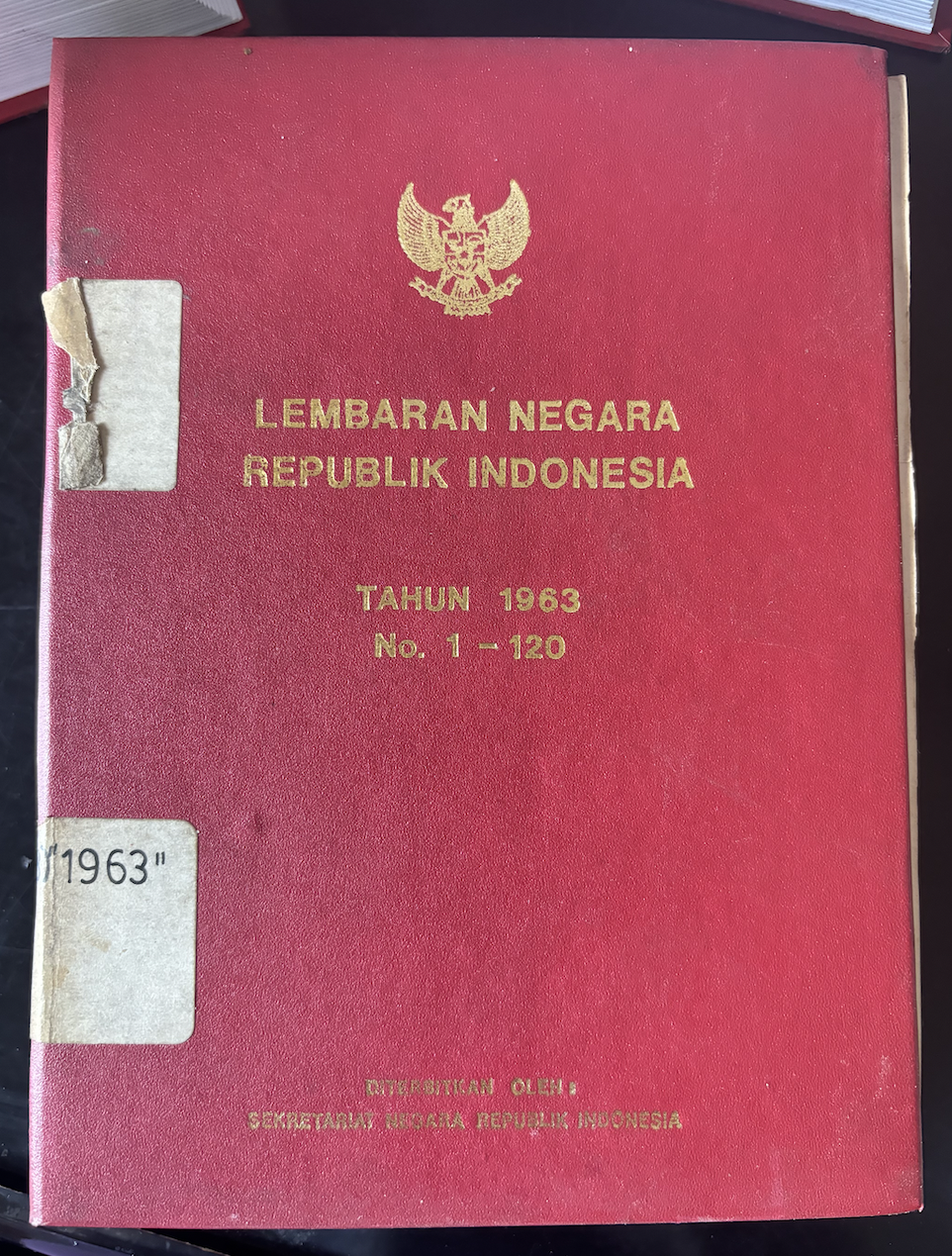 Cover Lembaran Negara Republik Indonesia Tahun 1963 No. 1-120