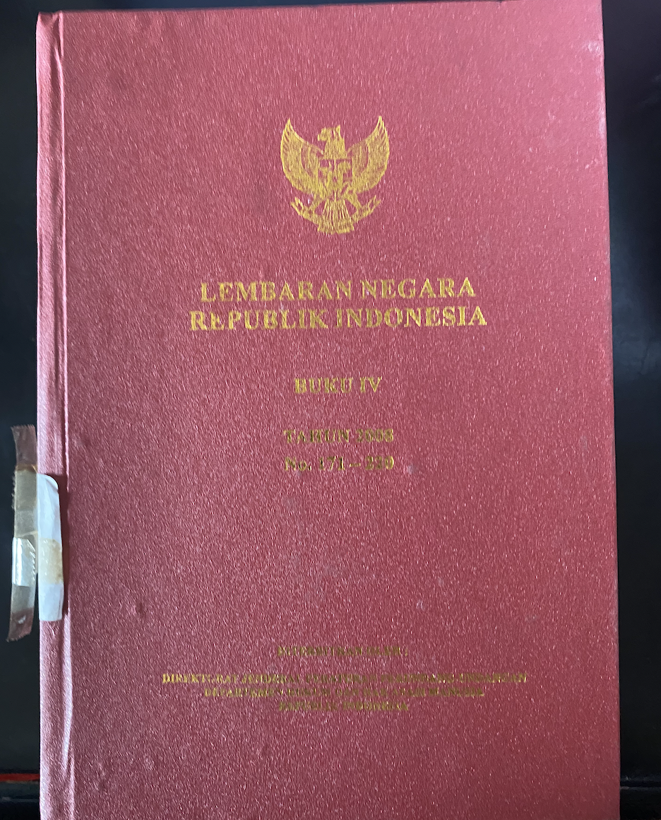 Cover Lembaran Negara Republik Indonesia Buku IV Tahun 2007 No. 133-171