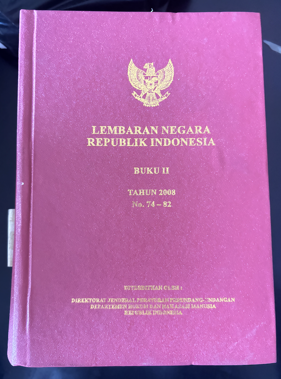 Cover Lembaran Negara Republik Indonesia Buku II Tahun 2008 No. 74-82