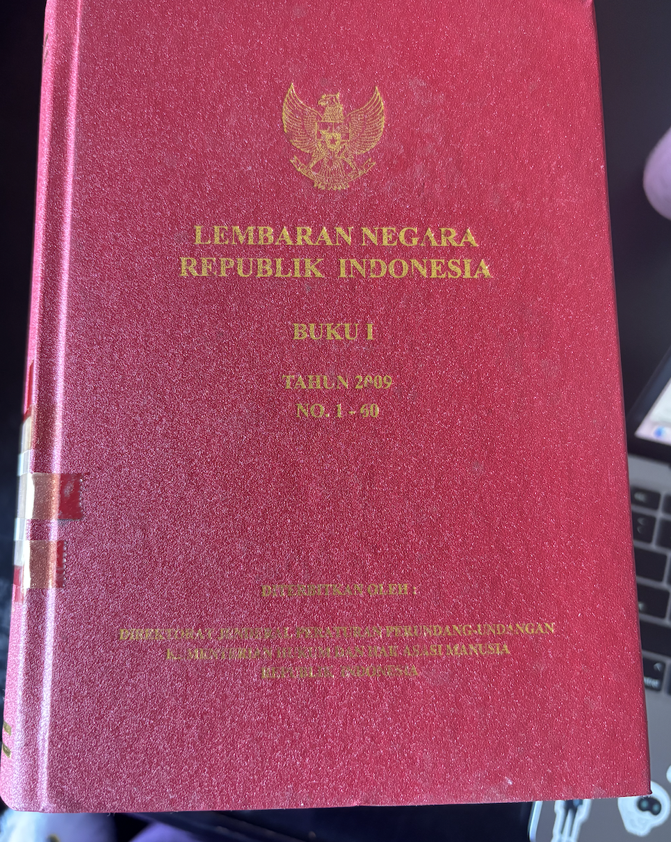 Cover Lembaran Negara Republik Indonesia Buku I Tahun 2009 No. 1-60