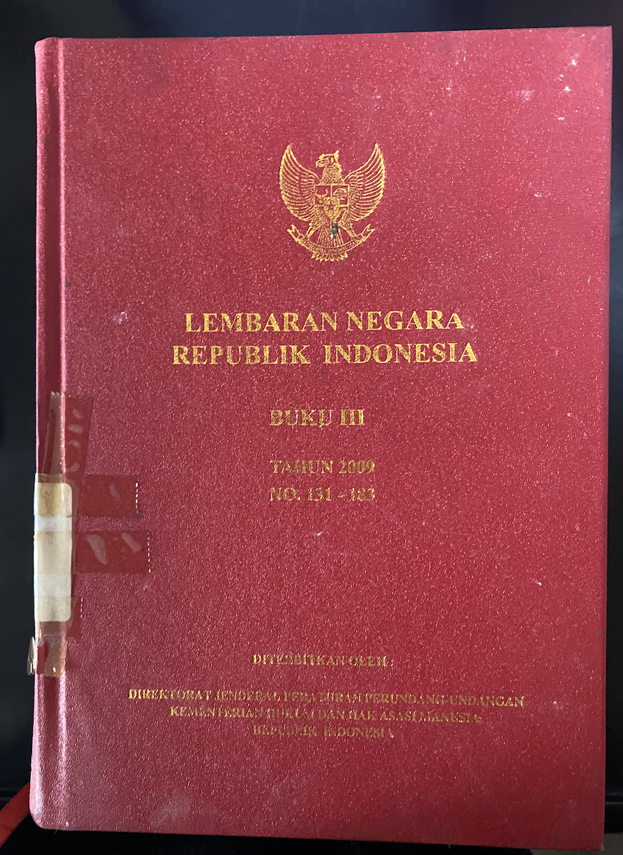 Cover Lembaran Negara Republik Indonesia Buku III Tahun 2009 No. 131-183