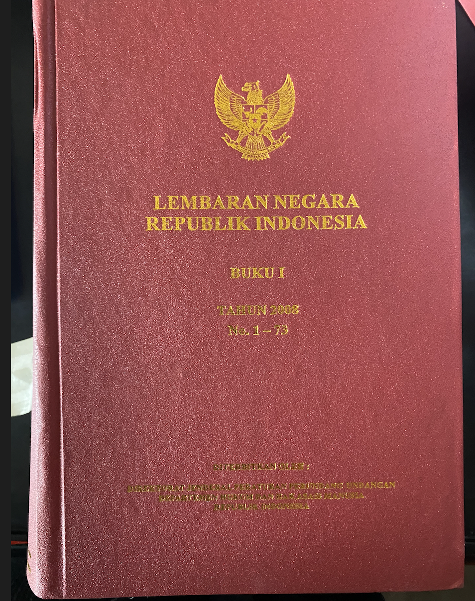 Cover Lembaran Negara Republik Indonesia Buku IV Tahun 2008 No. 1-73