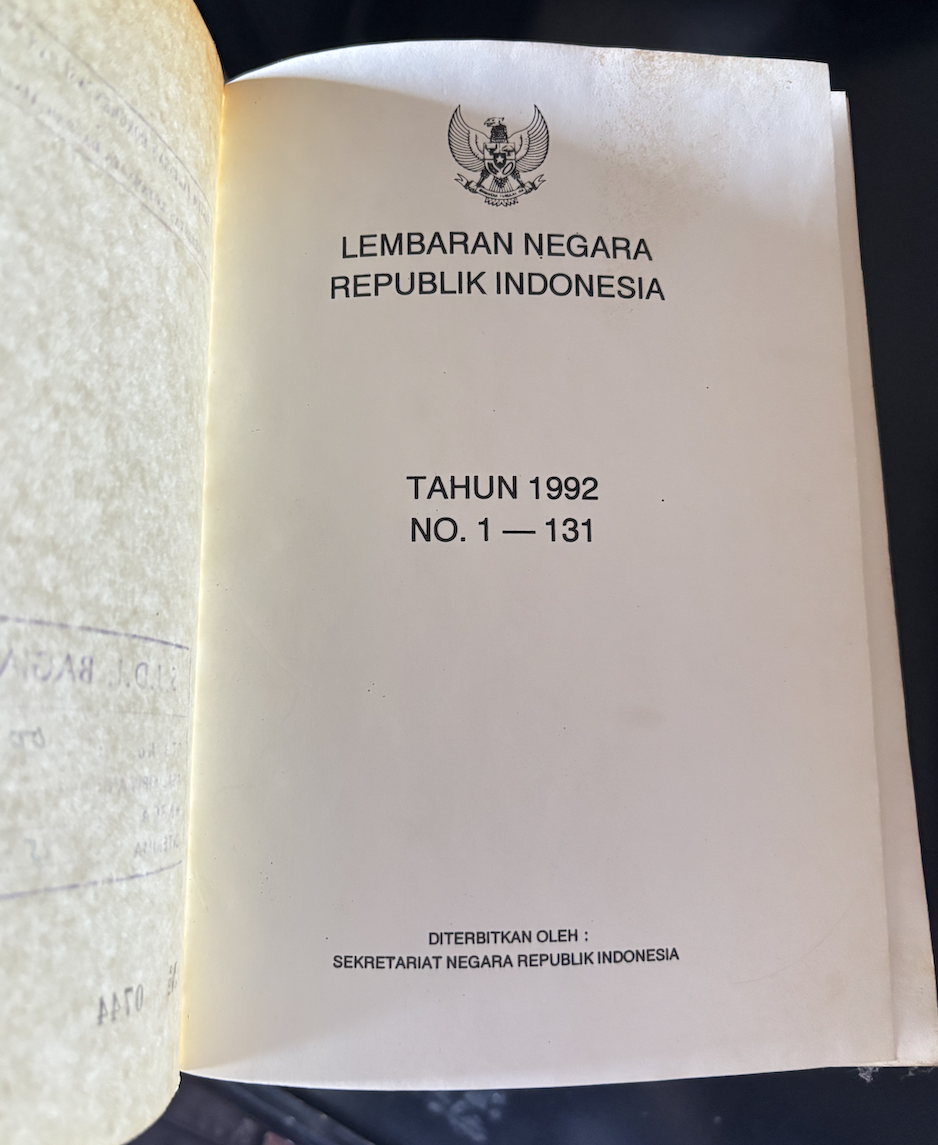 Cover Lembaran Negara Republik Indonesia Tahun 1992 No. 1-131