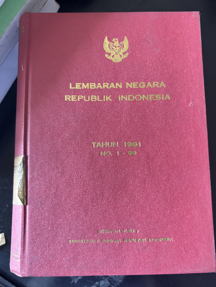 Cover Lembaran Negara Republik Indonesia Tahun 1991 No. 1-99