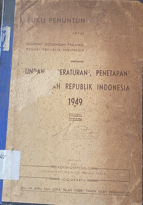 Cover Undang-Undang, Peraturan-Peraturan, Penetapan-Penetapan Pemerintah Republik Indonesia 1949