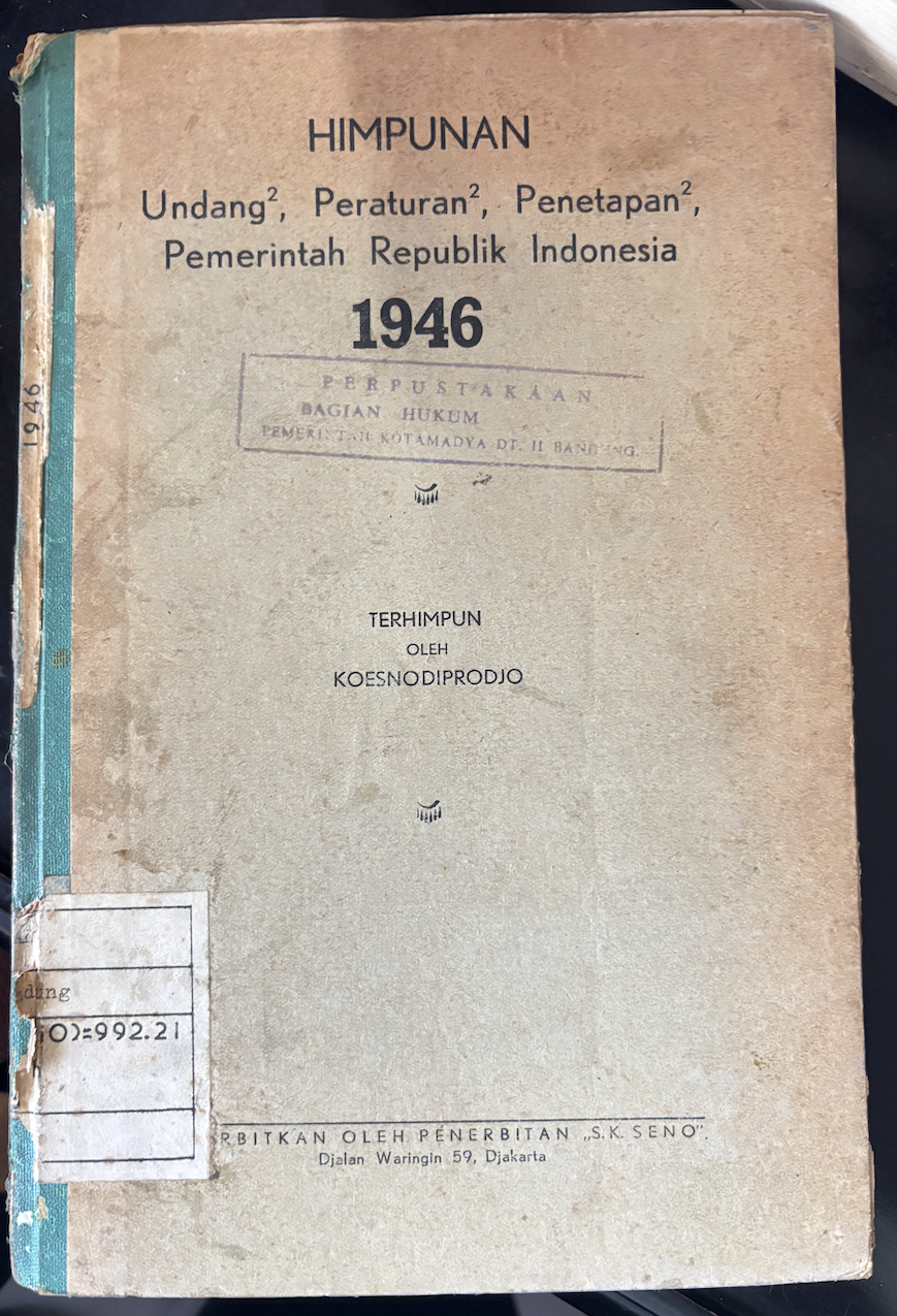 Cover Himpunan Undang-Undang Peraturan-Peraturan Penetapan-Penetapan Pemerintah Republik Indonesia 1946