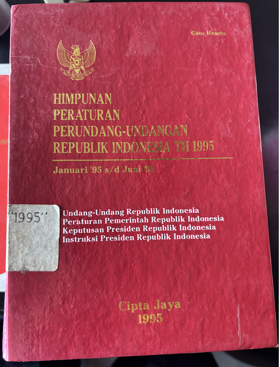 Cover Himpunan Peraturan Perundang-Undangan Republik Indonesia Tahun 1995