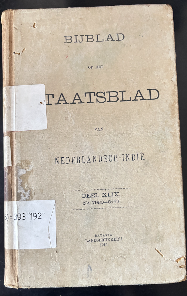 Cover Bijblad Staatsblad Van Neterlandsch-Indie 1915