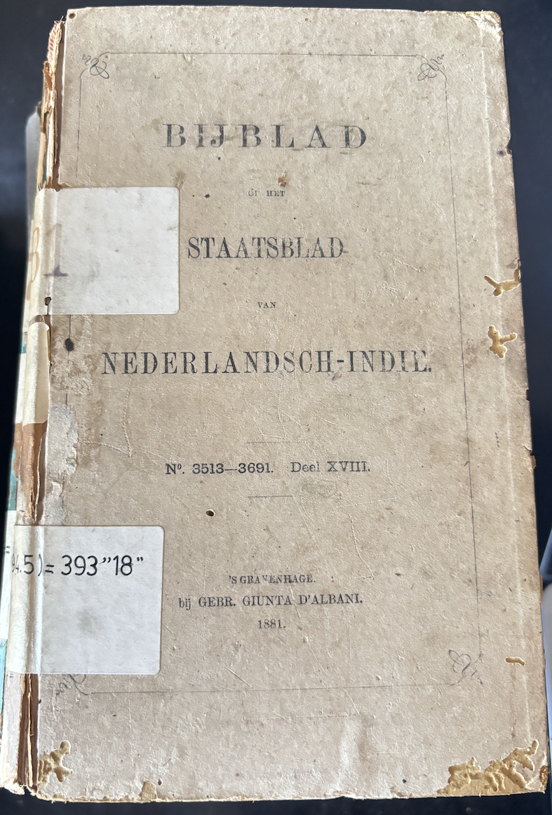 Cover Bijblad Staatsblad Van Neterlandsch-Indie 1881