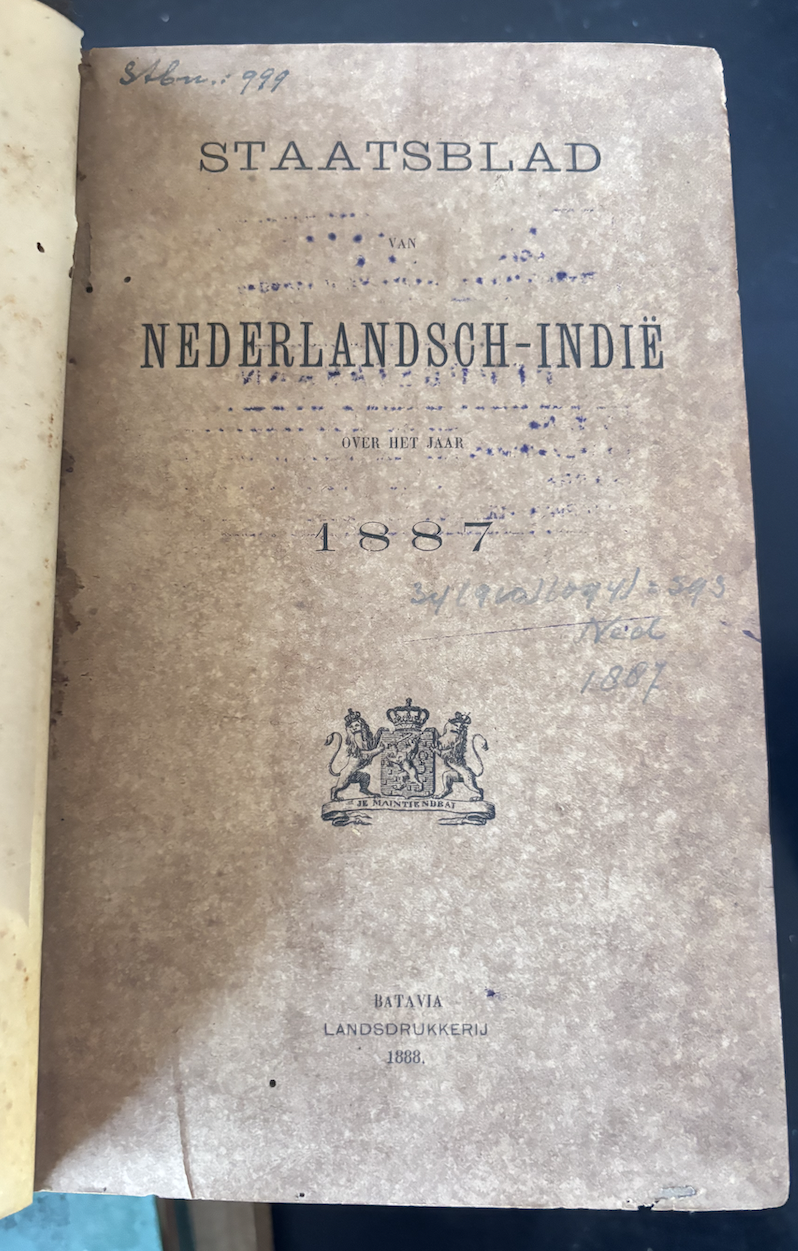 Cover Staatstblad Nederlandsch-Indie 1887