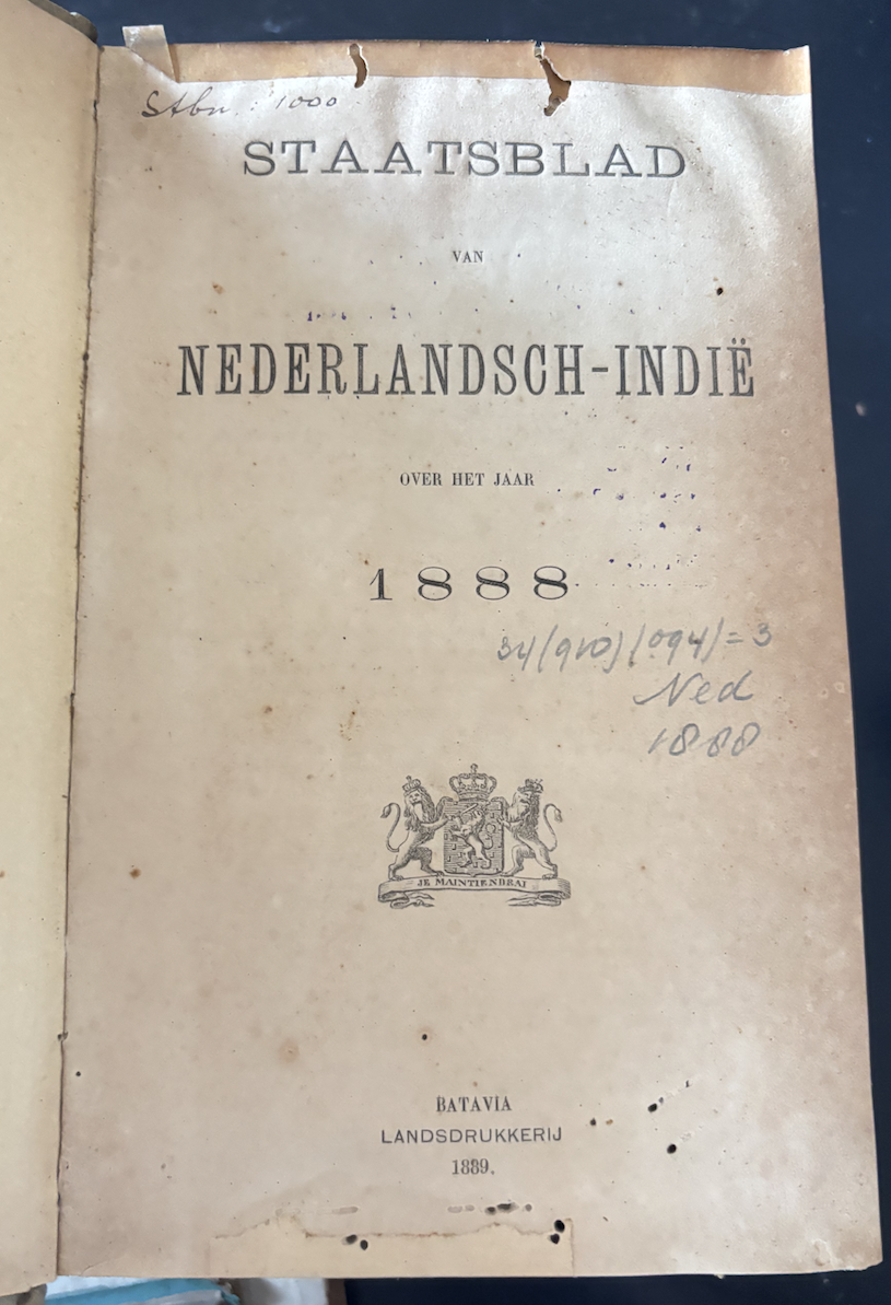 Cover Staatstblad Nederlandsch-Indie 1888