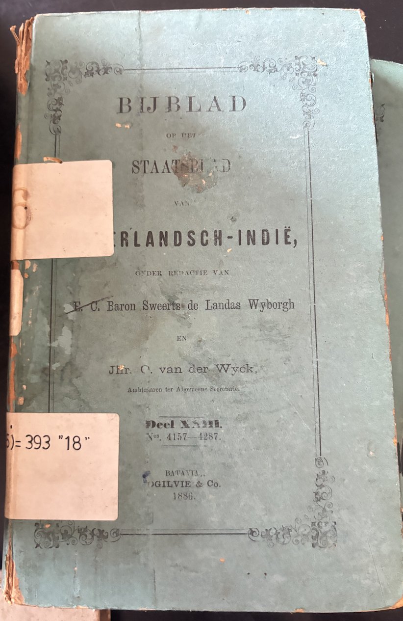Cover Bijblad Staatsblad Van Neterlandsch-Indie 1886