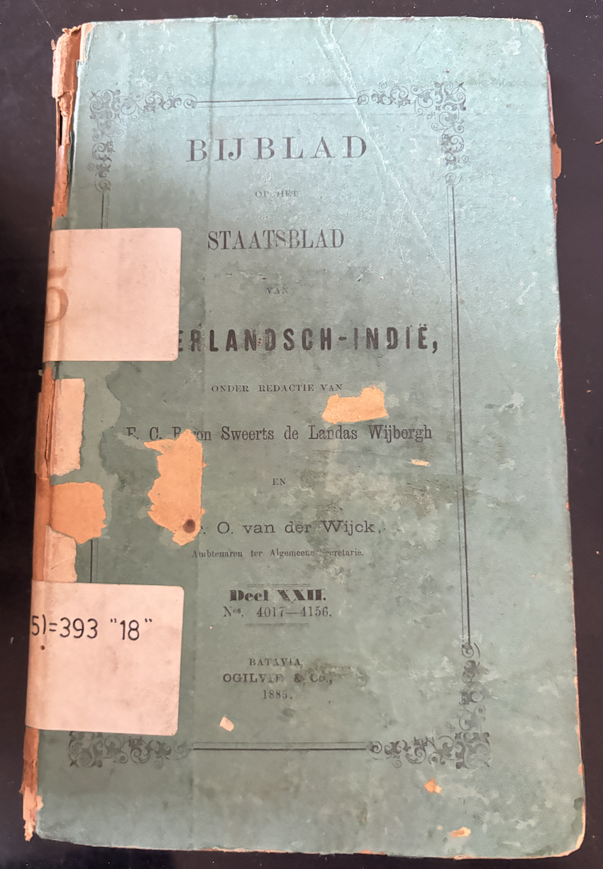 Cover Bijblad Staatsblad Van Neterlandsch-Indie 1885
