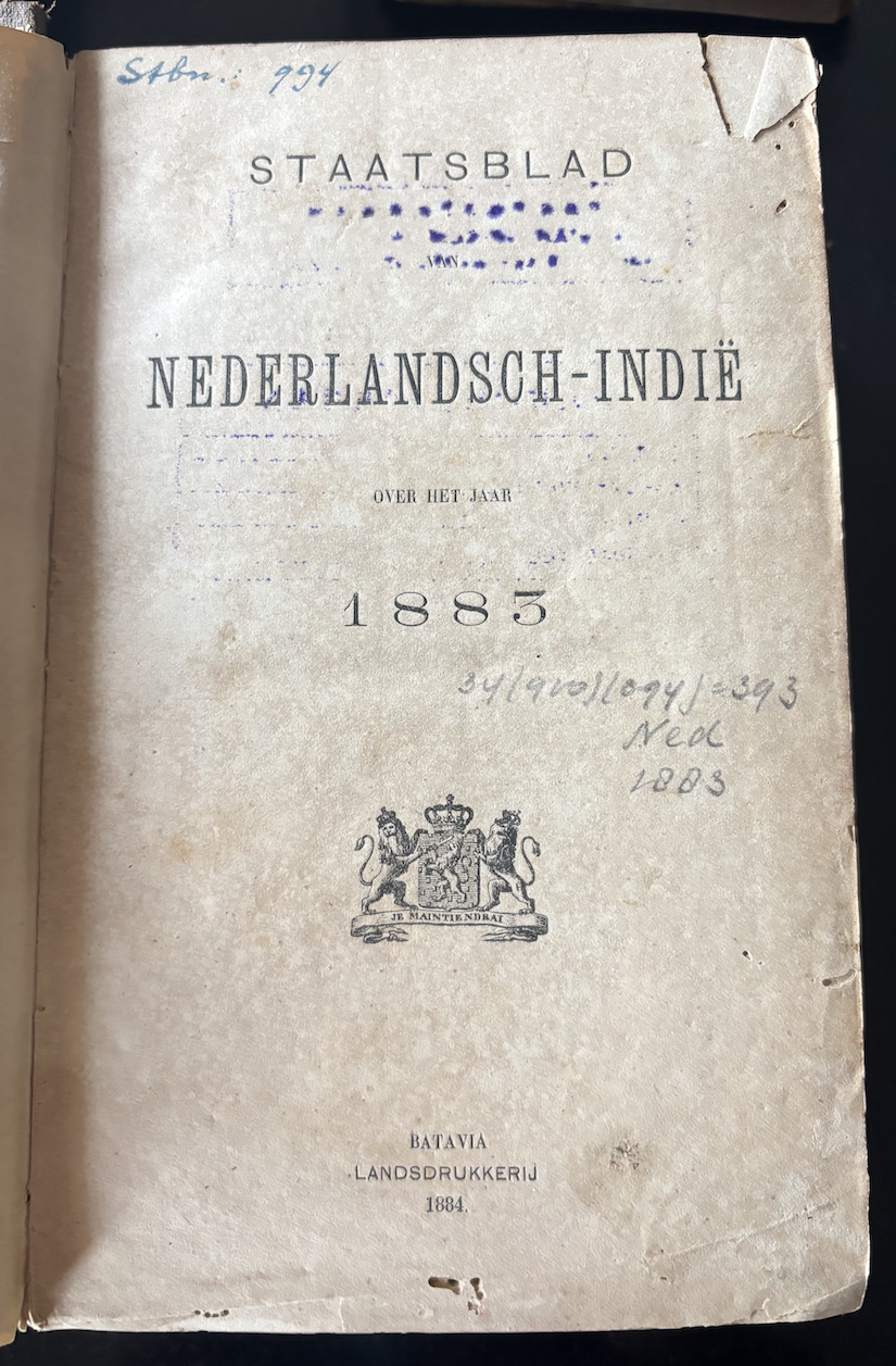 Cover Staatstblad Nederlandsch-Indie 1883