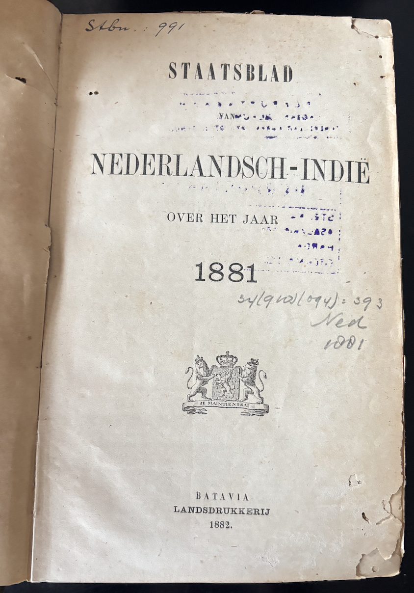 Cover Staatstblad Nederlandsch-Indie 1881
