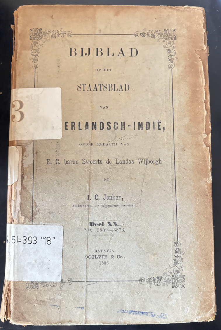 Cover Bijblad Staatsblad Van Neterlandsch-Indie 1883