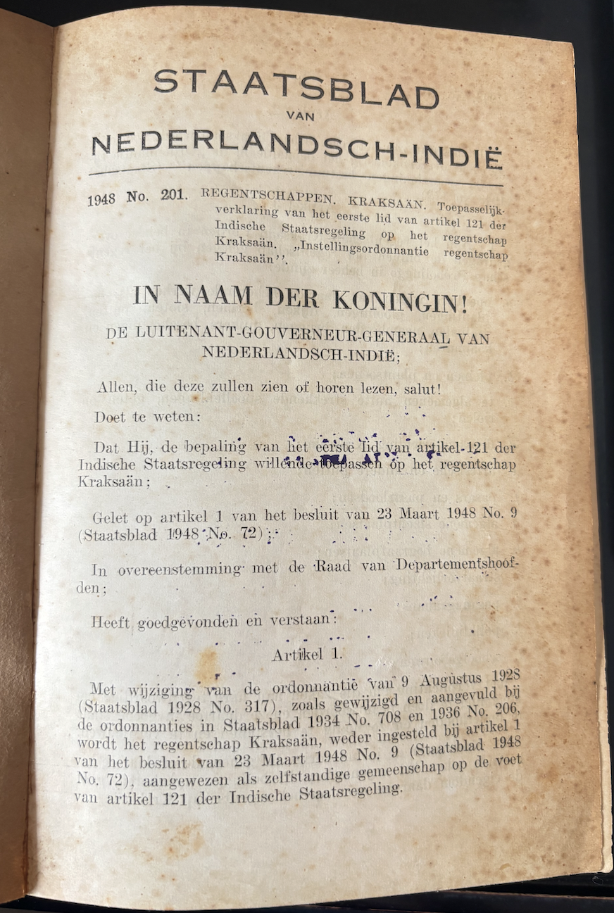 Cover Staatsblad Van Neterlandsch-Indie 1948