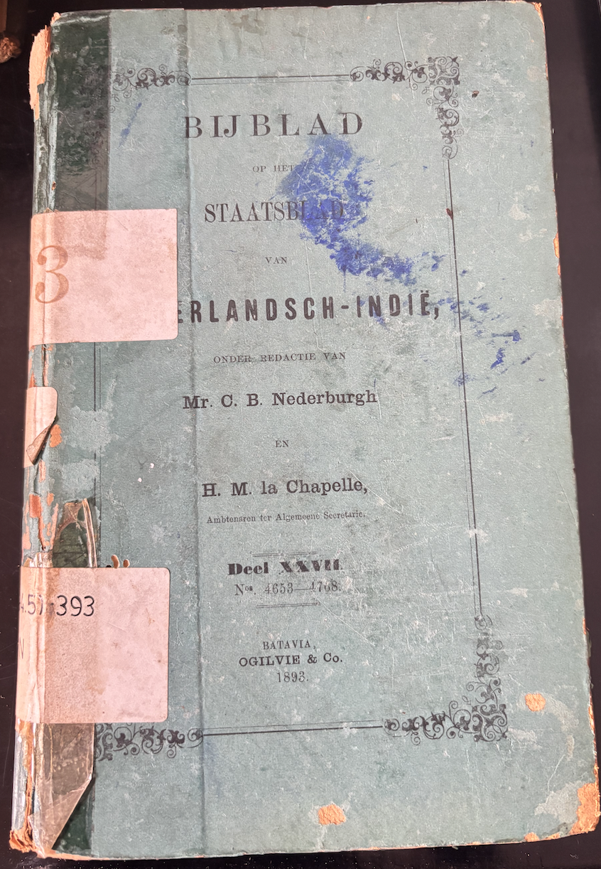 Cover Bijblad Staatsblad Van Neterlandsch-Indie 1893