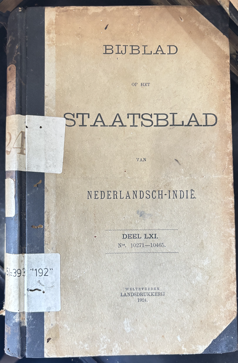 Cover Bijblad Staatsblad Van Neterlandsch-Indie 1924