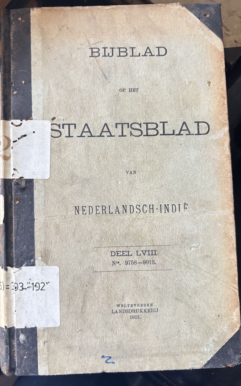 Cover Bijblad Staatsblad Van Neterlandsch-Indie 1922