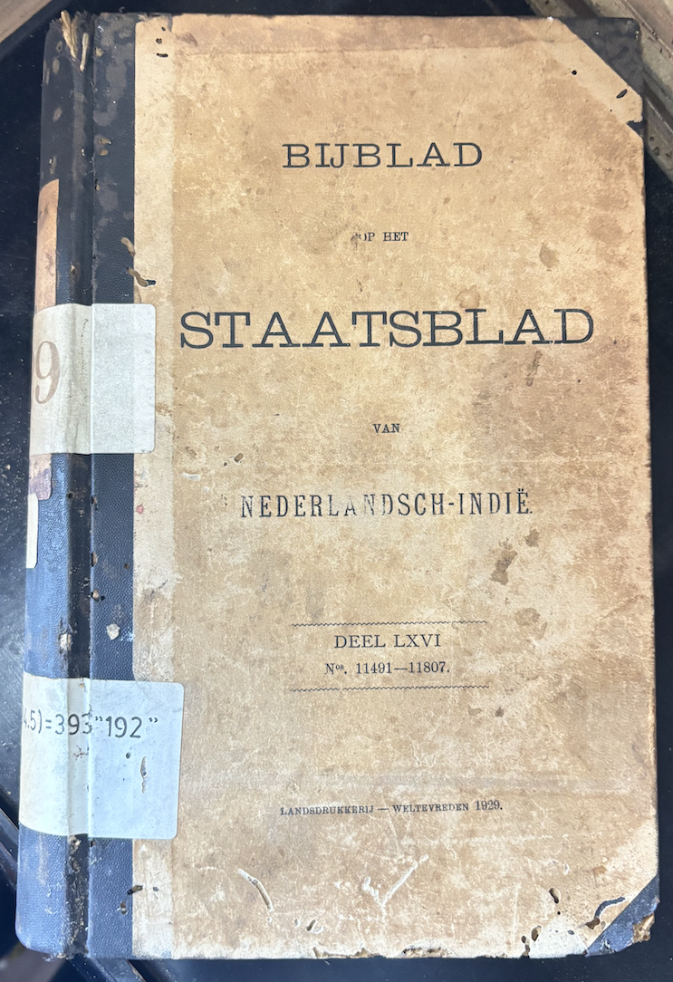 Cover Bijblad Staatsblad Van Neterlandsch-Indie 1929