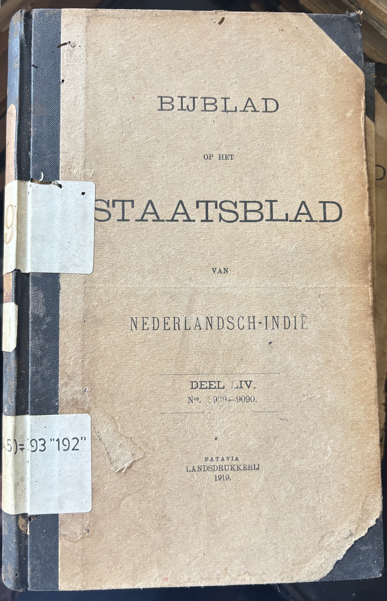 Cover Bijblad Staatsblad Van Neterlandsch-Indie 1919