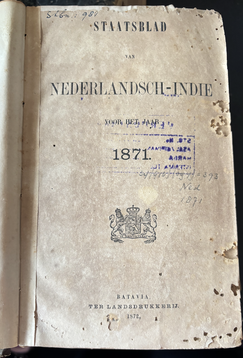 Cover Staatsblad Voor Neterlandsch-Indie 1871