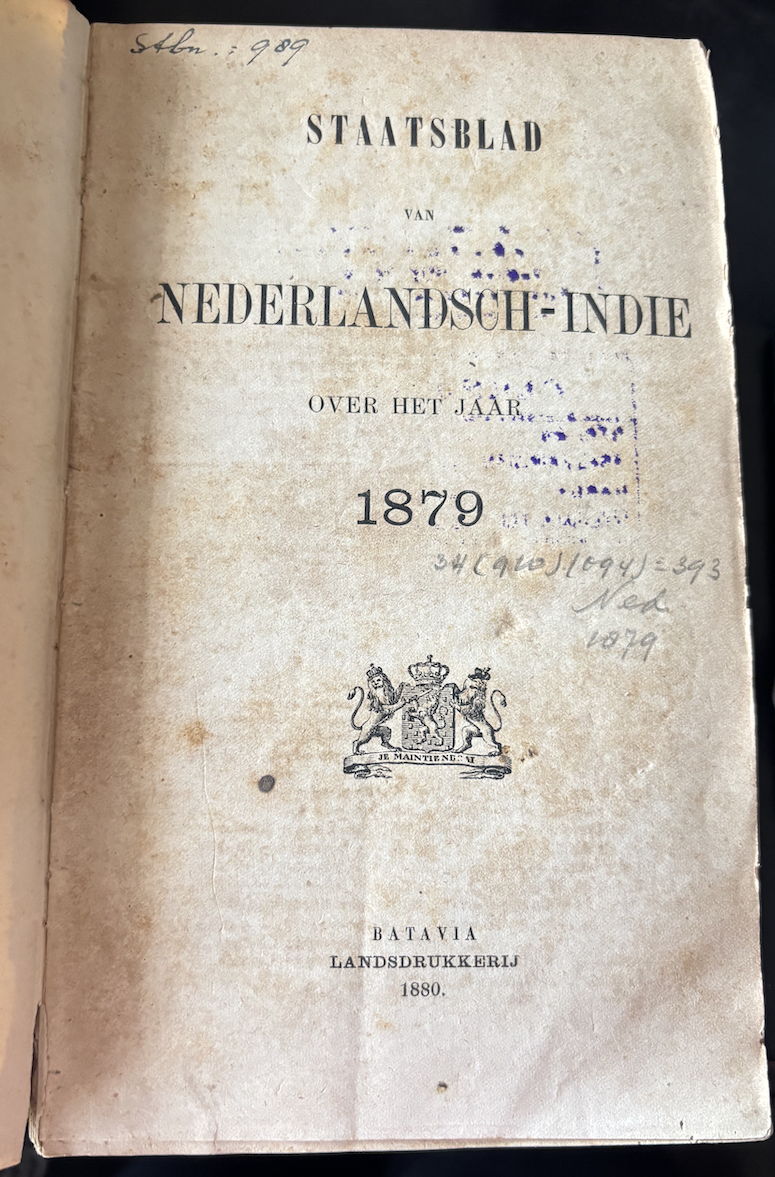 Cover Staatsblad Voor Neterlandsch-Indie 1879