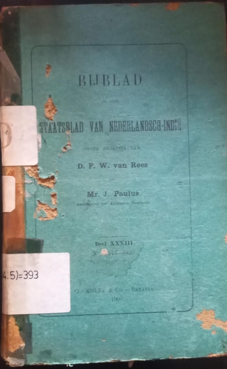 Cover Bij Blad Op Het Staatsblad Van Nederlandsch-Indie 1900