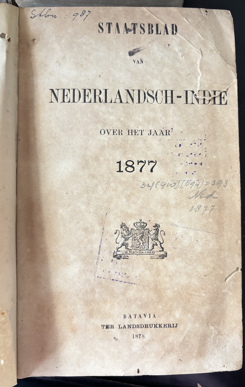 Cover Staatsblad Voor Neterlandsch-Indie 1877