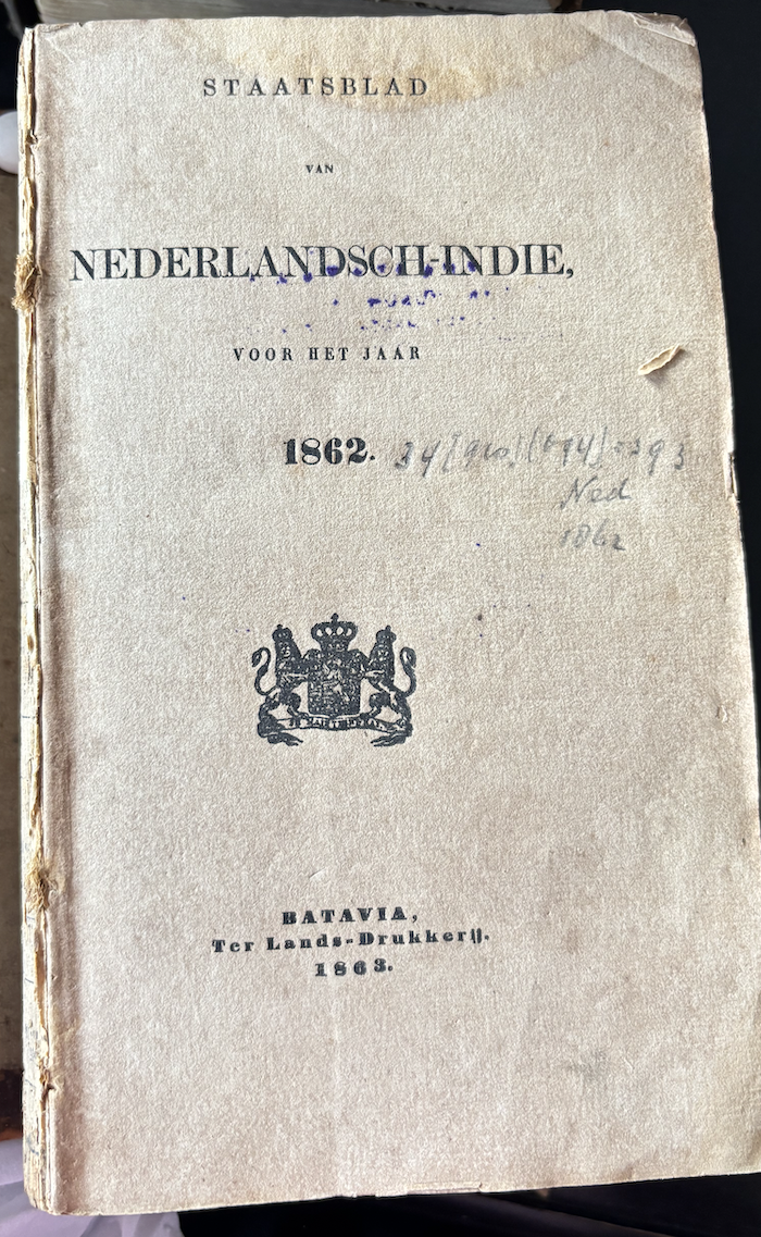 Cover Staatsblad Voor Neterlandsch-Indie 1862