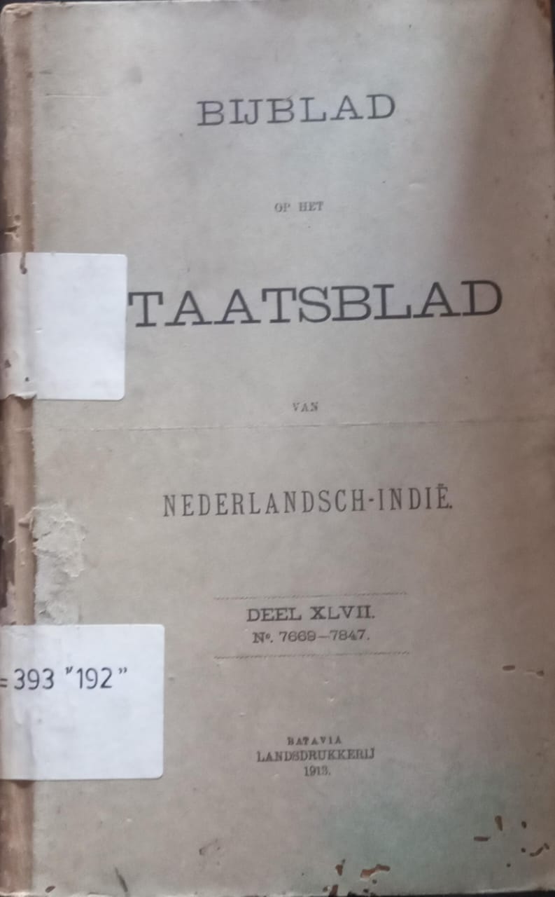 Cover Bij Blad Op Het Staatsblad Van Nederlandsch-Indie 1913