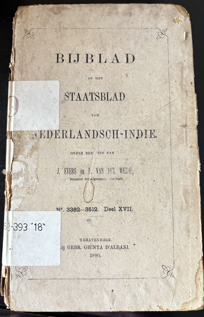 Cover Bijblad Staatsblad Van Neterlandsch-Indie 1880 No. 3382-3512